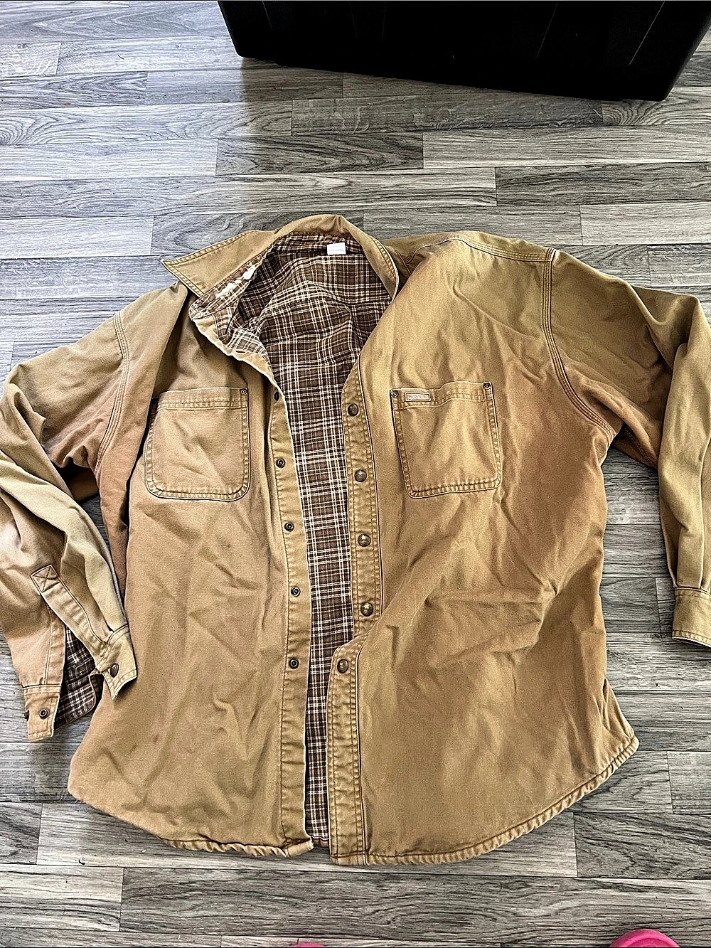Carhartt Plaid Lined Duck Shirt Jacket Brown XL